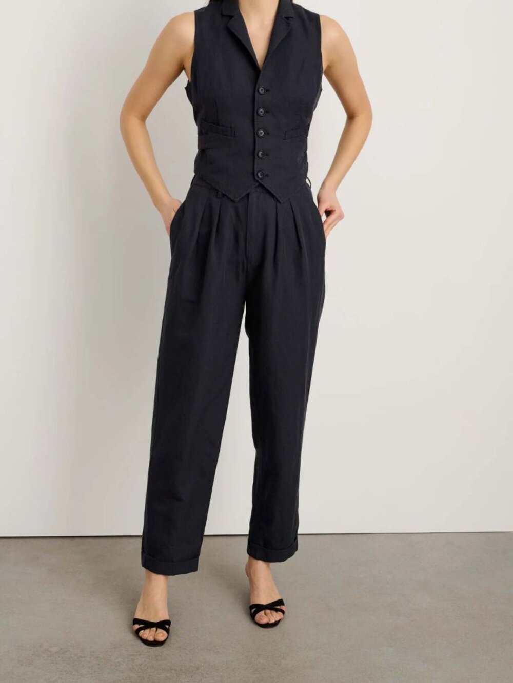 Alex Mill Black Tailored High-Waist Trousers